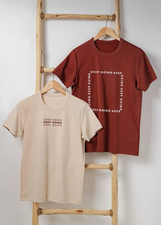 KEEP GOING Printed T-Shirts (Pack of 2)
